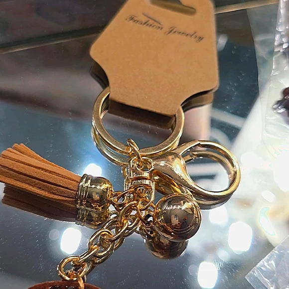 Set of 3 Western Rhinestone Cowboy Boot Keychains with Tassel - Picture 3 of 5